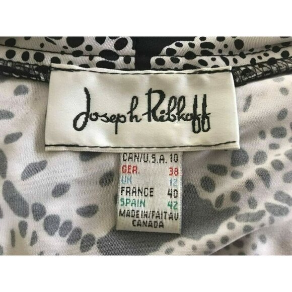 JOSEPH RIBKOFF Top Size 10 Black White Puckered Front Sequins 3/4 Sleeves - Picture 6 of 7